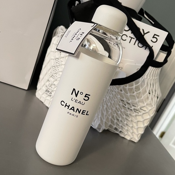 chanel glass water bottle